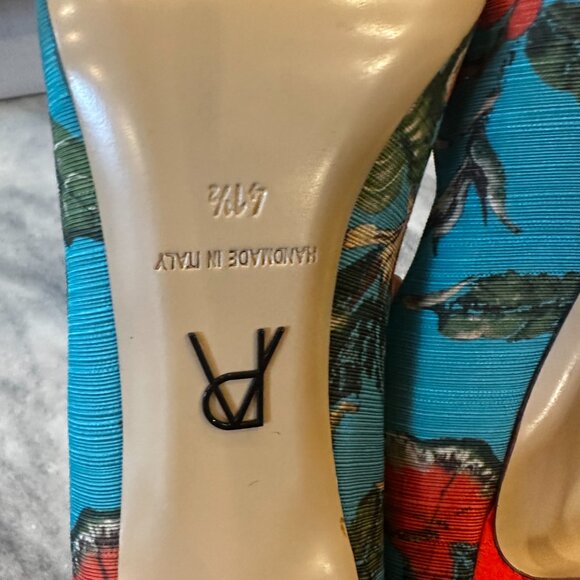 Paul Andrew Floral Heels in Blue and Red - Picture 6 of 6